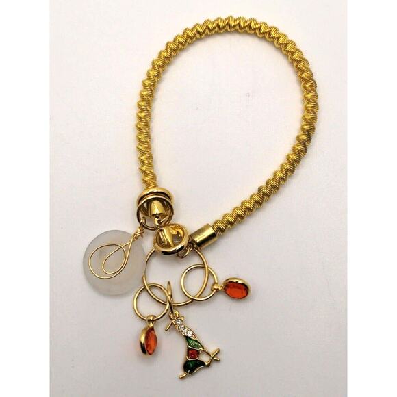 Gold Tone Stackable Bangle Bracelet With Charms ~New - Picture 2 of 10